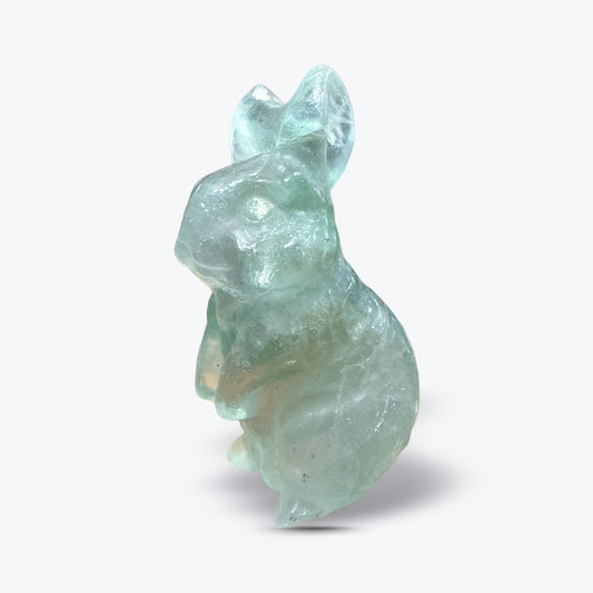 Lapin Assis en Fluorite Naturelle Sculptée et Polie – Chine - Pièce unique | 67gr - 6x3cm