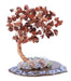 Arbre du Bonheur Jaspe Rouge sur Tranche Agate 12cm