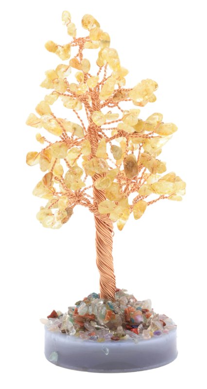 Arbre du Bonheur Citrine sur Agate 14cm