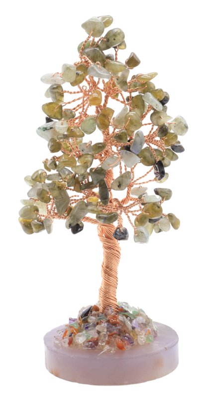Arbre du Bonheur Labradorite sur Agate 14cm