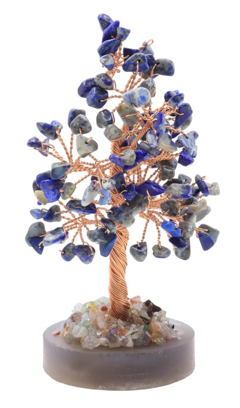 Arbre du Bonheur Lapis Lazuli sur Agate 14cm