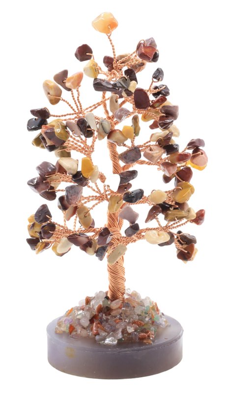 Arbre du Bonheur Jaspe Mokaïte sur Agate 14cm