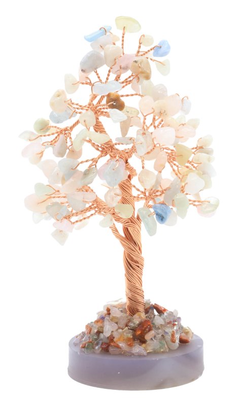 Arbre du Bonheur Morganite sur Agate 14cm