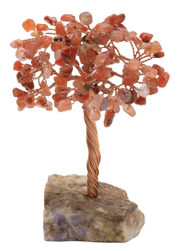 Arbre du Bonheur Cornaline base Améthyste 14cm