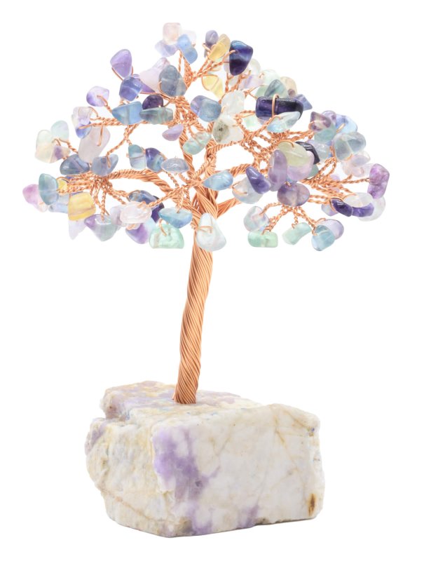 Arbre du Bonheur Fluorite base Améthyste 14cm