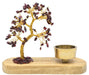 Arbre du Bonheur Grenat + Bougeoir 17cm