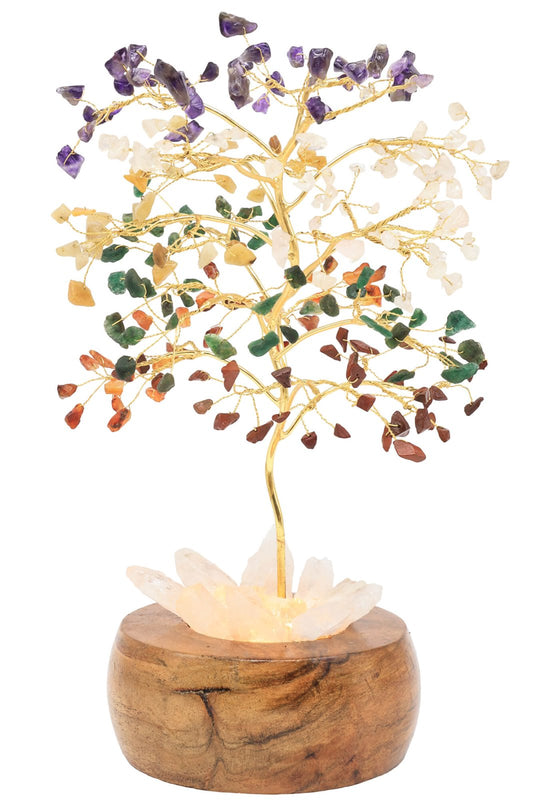 Arbre du Bonheur Lumineux 7 Chakras 25cm