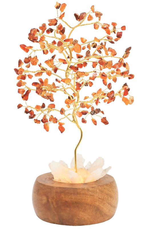 Arbre du Bonheur Lumineux Cornaline 25cm