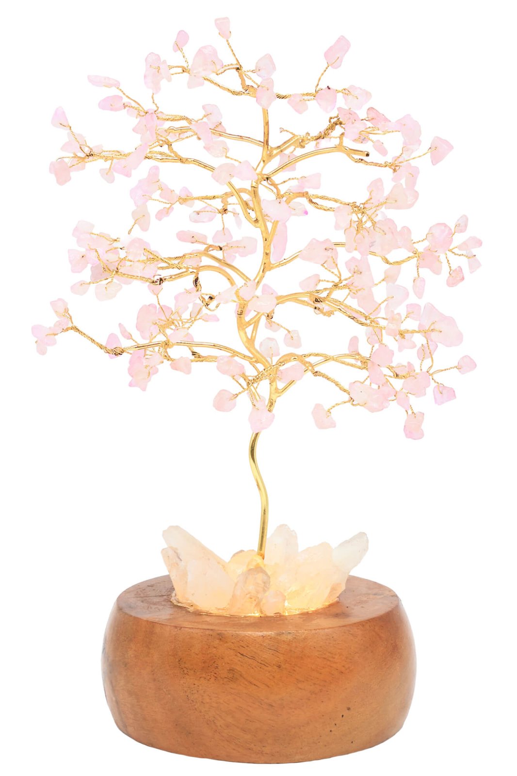 Arbre du Bonheur Lumineux Quartz Rose 25cm