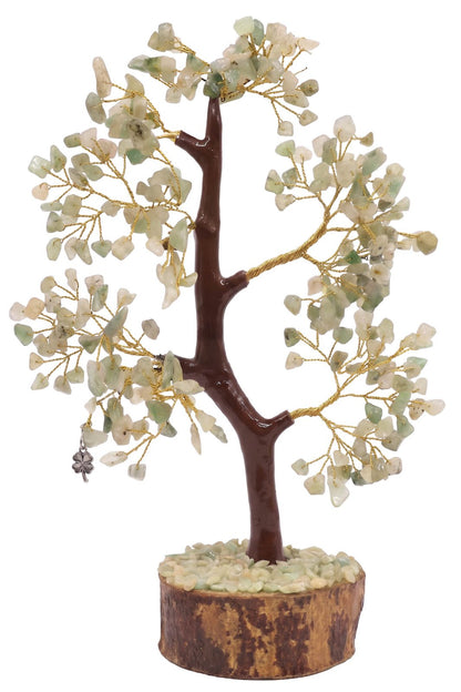 Arbre du Bonheur Aventurine Verte + Trèfle à Quatre Feuilles