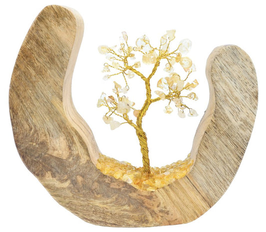 Arbre du Bonheur Bois Design Citrine 17cm