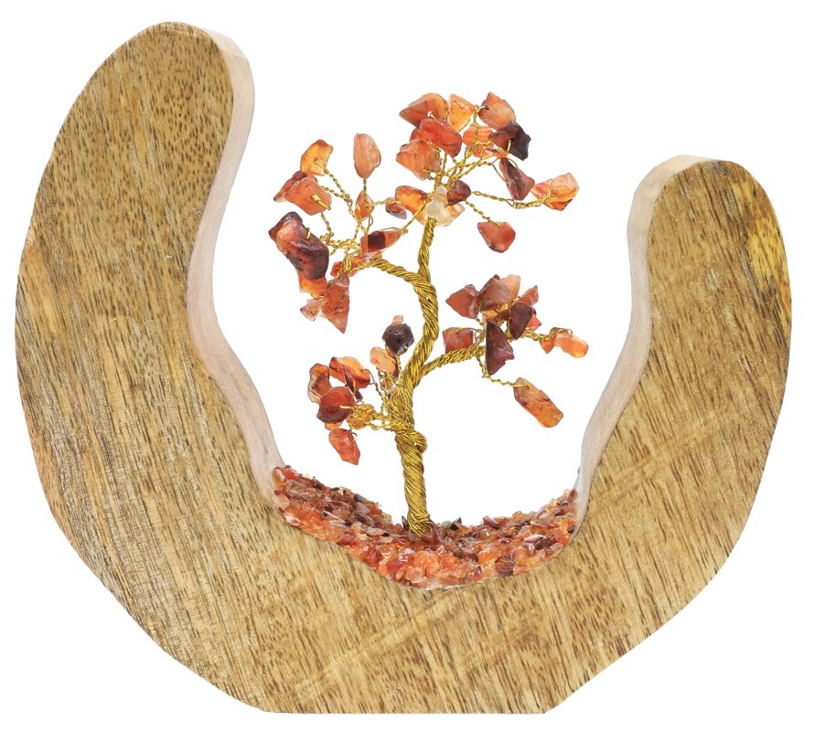 Arbre du Bonheur Bois Design Cornaline 17cm