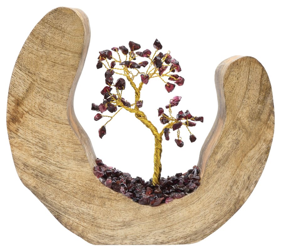 Arbre du Bonheur Bois Design Grenat 17cm