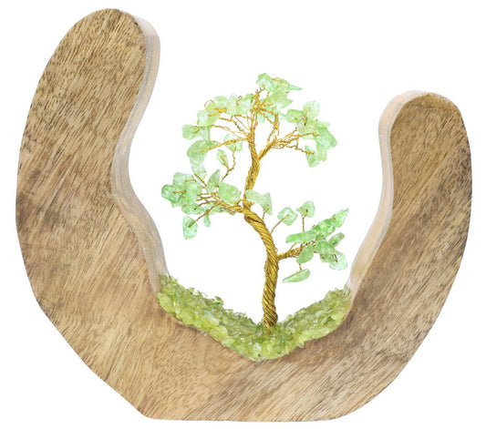 Arbre du Bonheur Bois Design Quartz vert 17cm