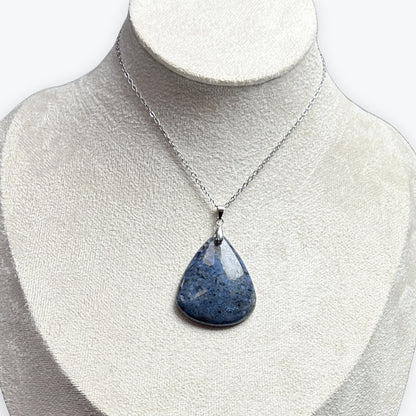 Pendentif Goutte - Dumortierite en Cabochon avec Bélière Acier Inoxydable