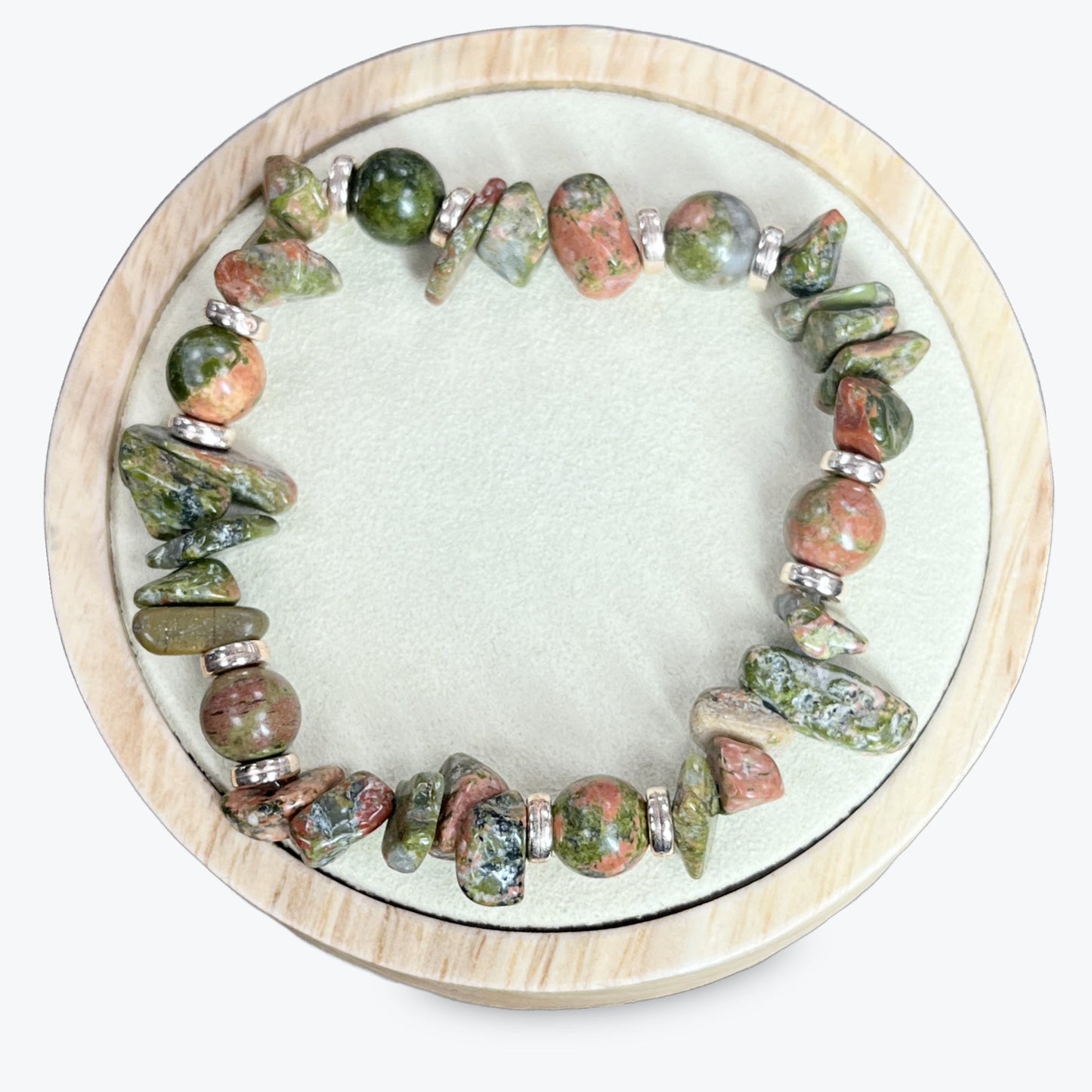 Bracelet En Unakite Et Décorations Rose Gold