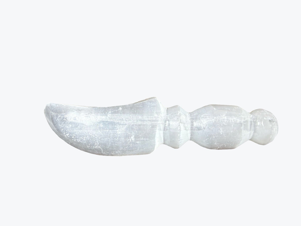 Couteau en pierre sélénite naturelle, artisanale