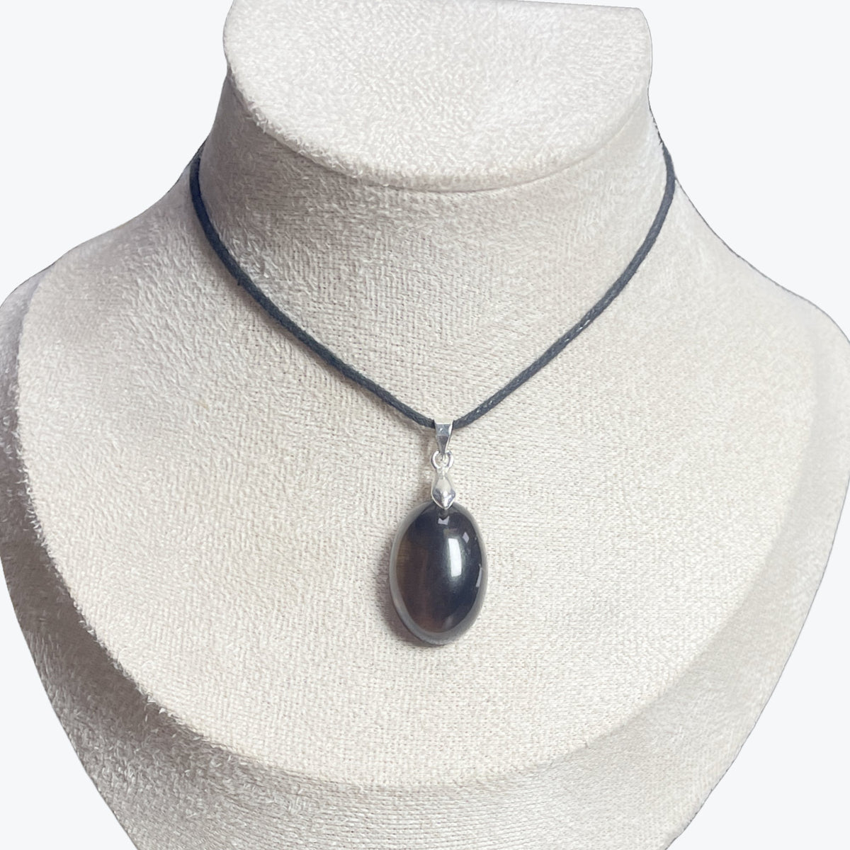 Pendentif quartz enfumé ovale