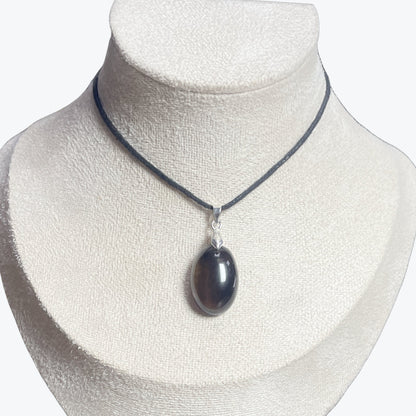Pendentif quartz enfumé ovale