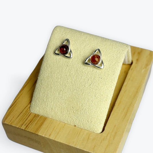 Boucle d'oreilles ambre puce triade - Argent 925