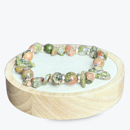 Bracelet En Unakite Et Décorations Rose Gold