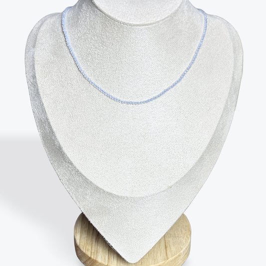 Collier Calcédoine Bleue Facetté - 3
