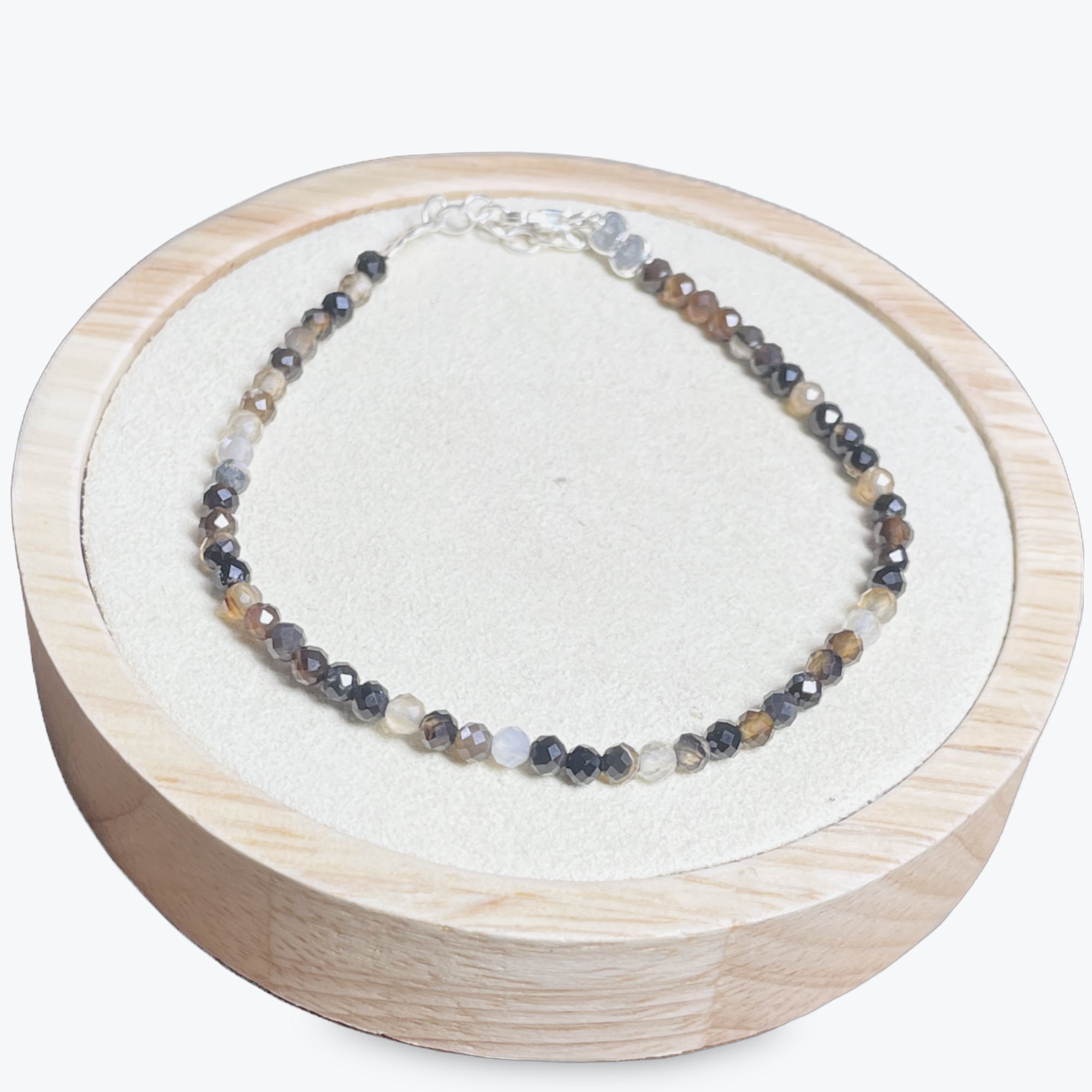 Bracelet Onyx facetté 4mm avec fermoir