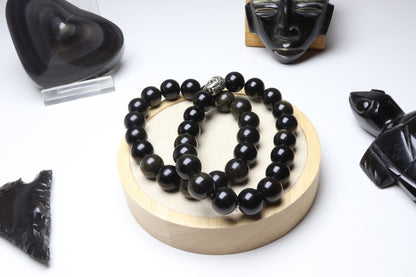Bracelet Obsidienne Dorée