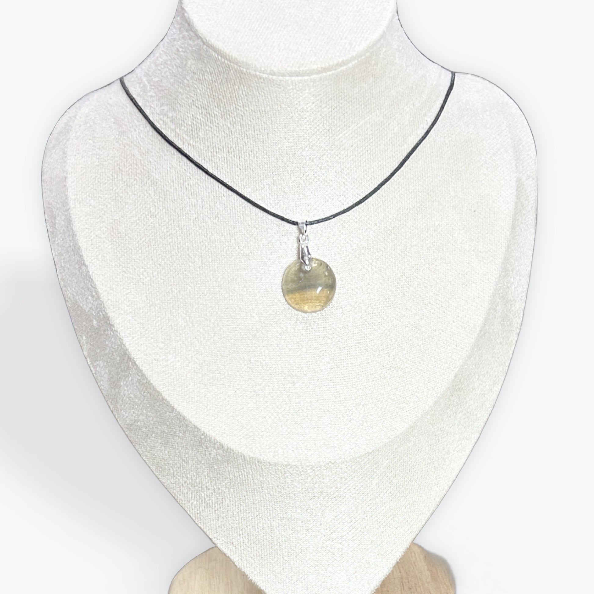 Pendentif rond fluorite jaune
