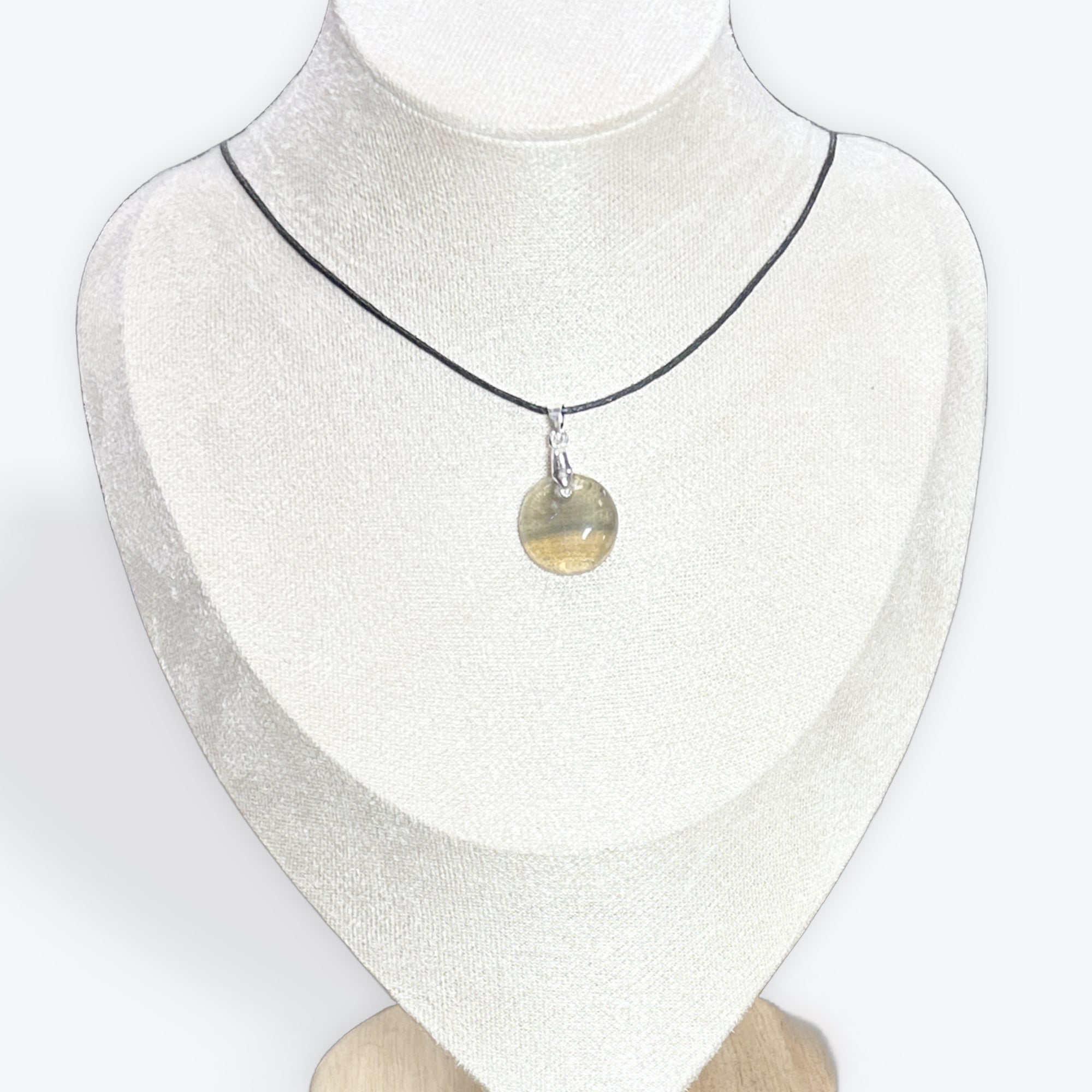 Pendentif rond fluorite jaune
