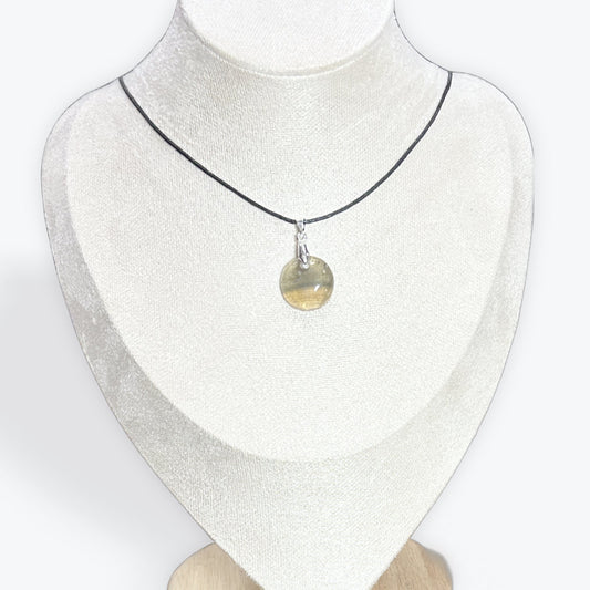 Pendentif rond fluorite jaune