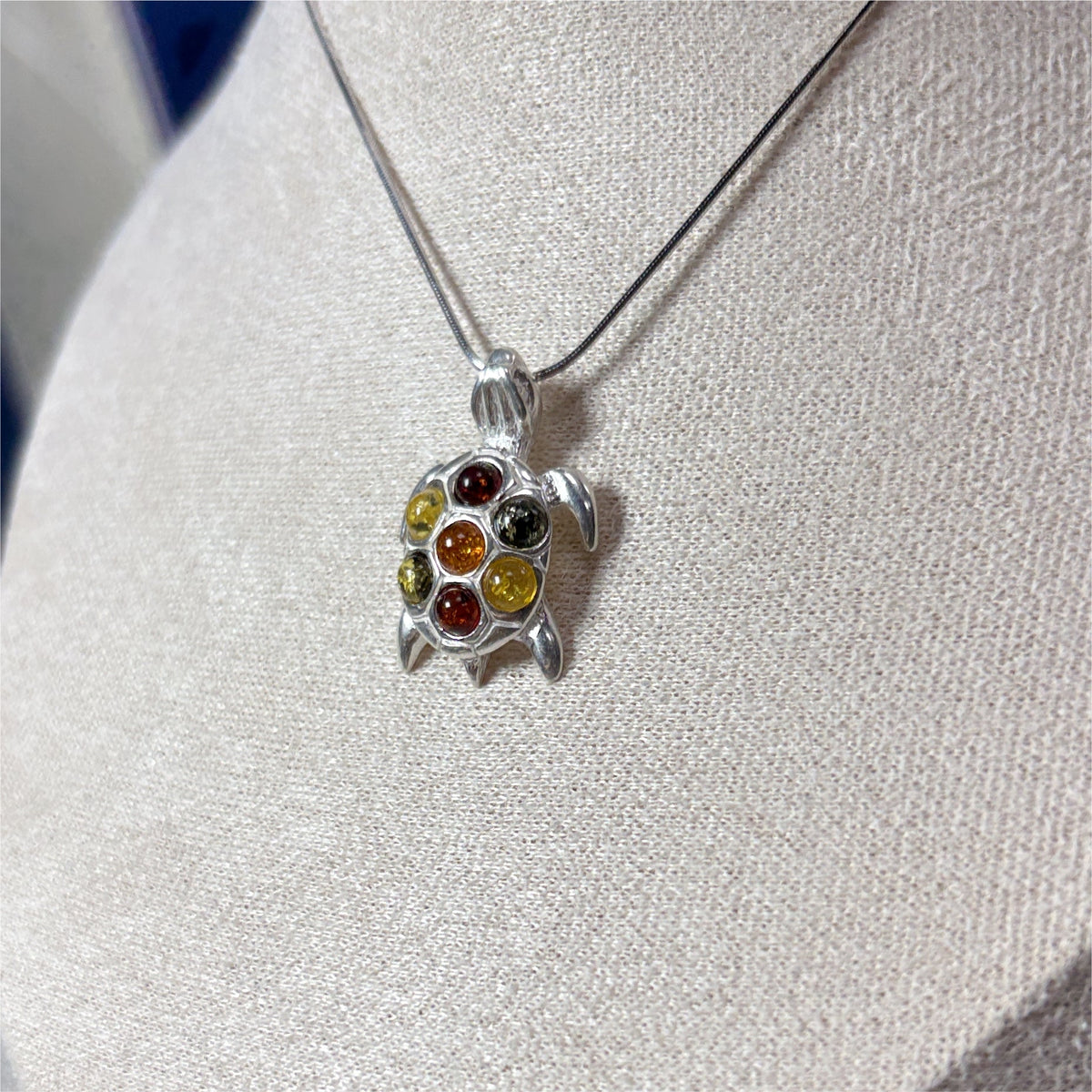 Pendentif Ambre Tortue - Argent 925