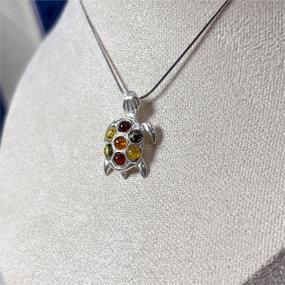 Pendentif Ambre Tortue - Argent 925