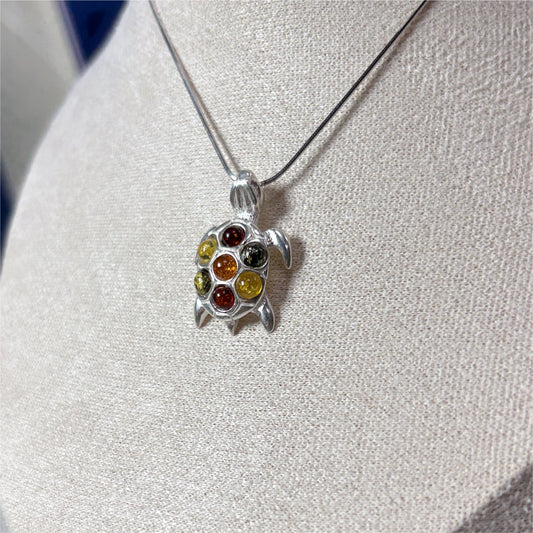 Pendentif Ambre Tortue - Argent 925