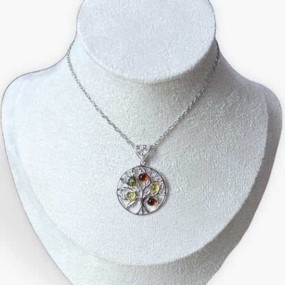 Pendentif Ambre Arbre de vie - Argent 925