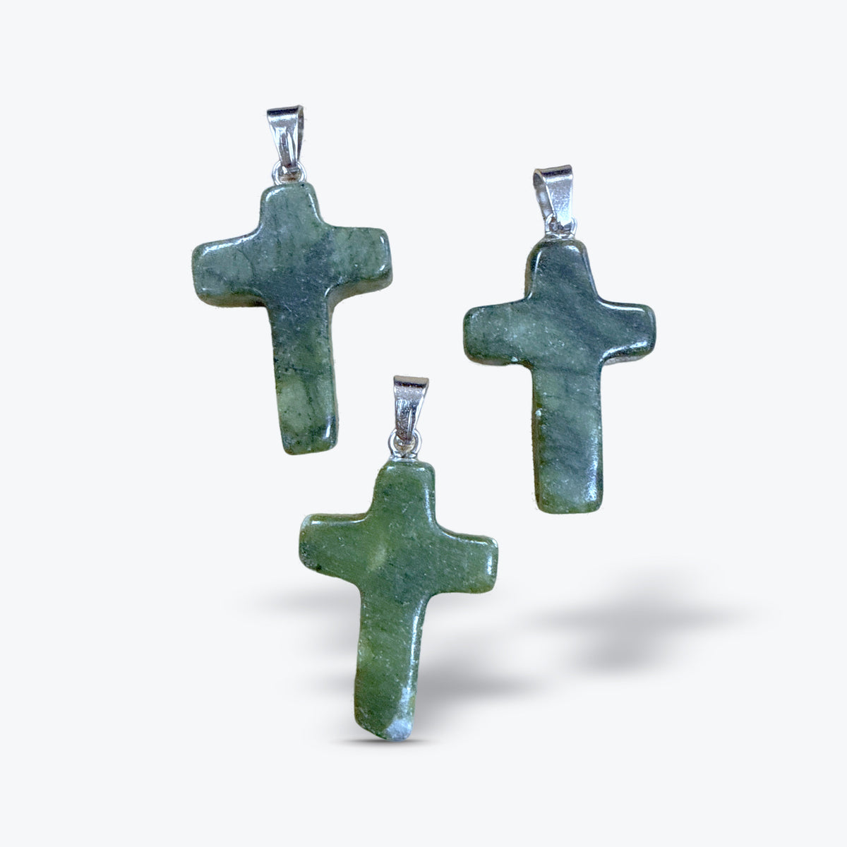 Pendentif Croix en Pierre Naturelle Polie, 15 pierres au choix, bélière et chaîne | 1,8x2,5x4cm