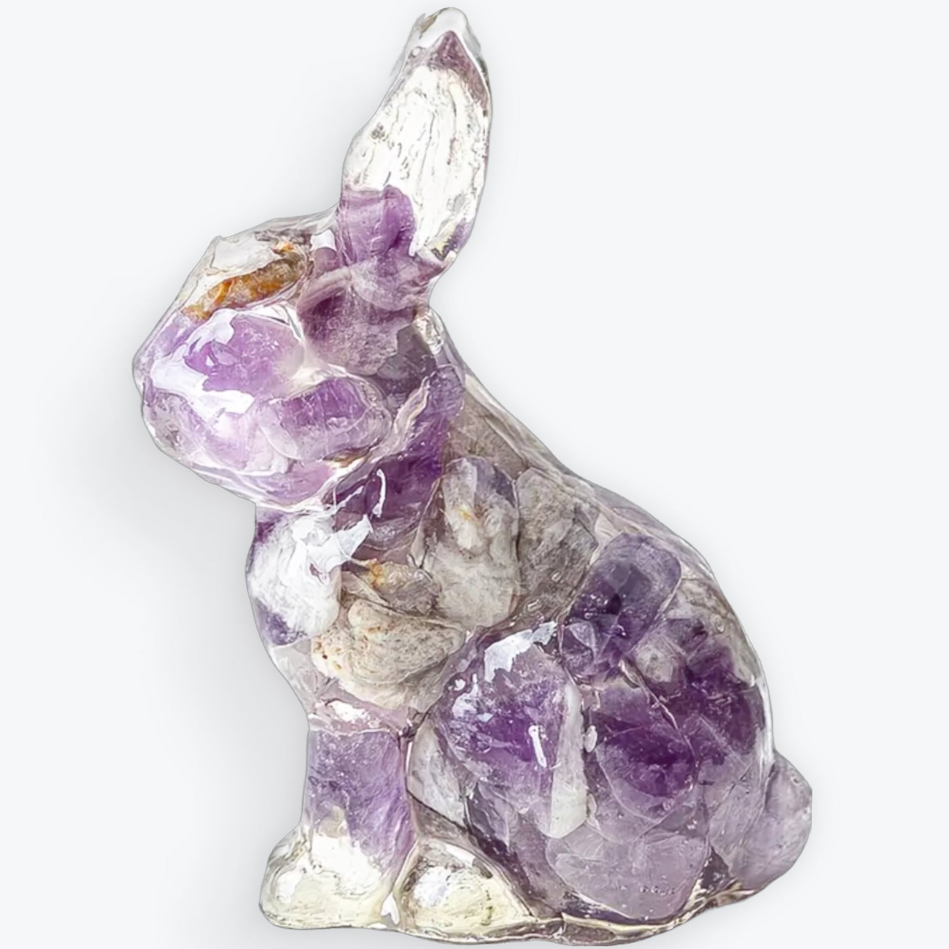 Figurine de lapin en résine Pierre Améthyste