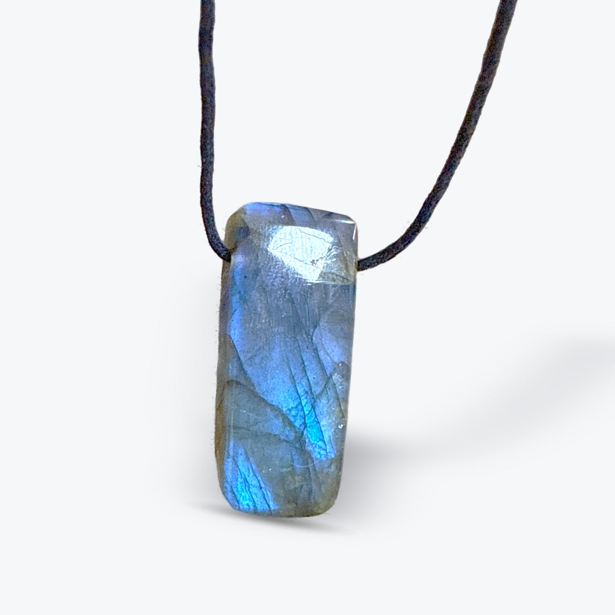Pendentif en Labradorite Naturelle grise, percé sur le côté - Pièce unique