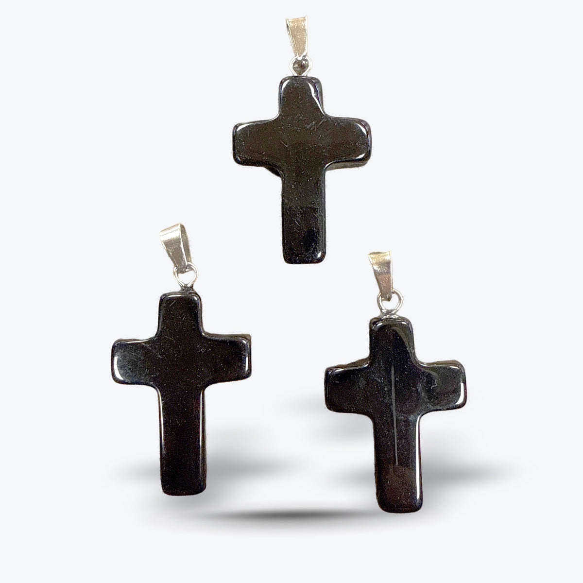 Pendentif Croix en Pierre Naturelle Polie, 15 pierres au choix, bélière et chaîne | 1,8x2,5x4cm