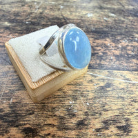Bague ouvert aigue marine en cabochon