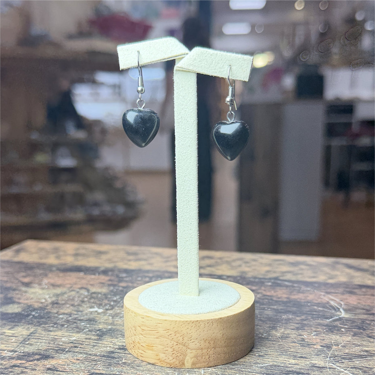 Boucles D'oreilles Onyx En Forme De Coeur