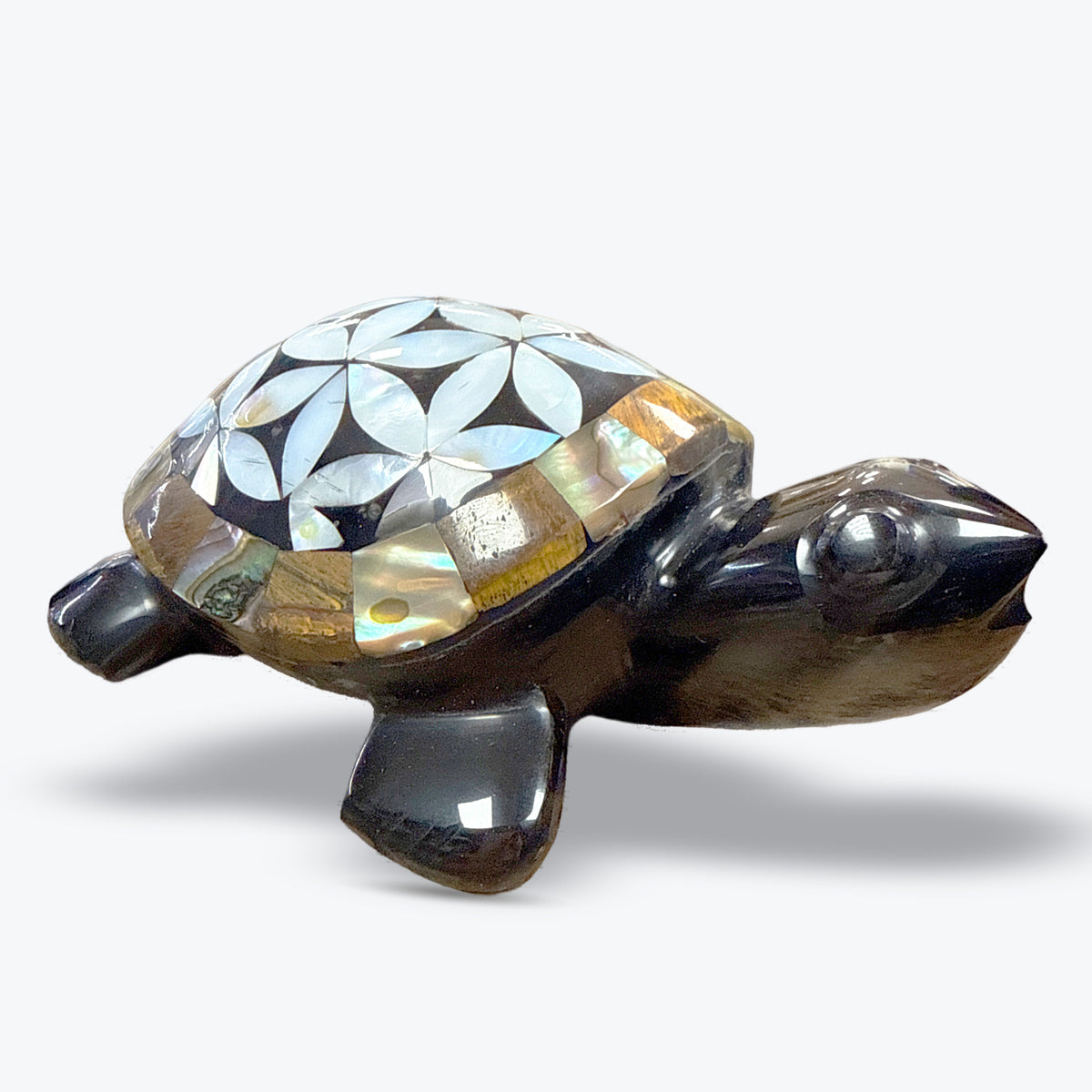 Tortue en Pierre Naturelle du Mexique – Nacre, Œil de Tigre ou Obsidienne - Pièce unique