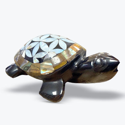 Tortue en Pierre Naturelle du Mexique – Nacre, Œil de Tigre ou Obsidienne - Pièce unique