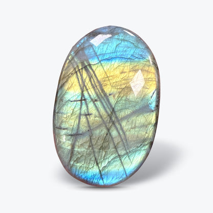 Galet Ovale Poli en Labradorite Naturelle Orange de Madagascar – 4 tailles, 6 à 11 cm
