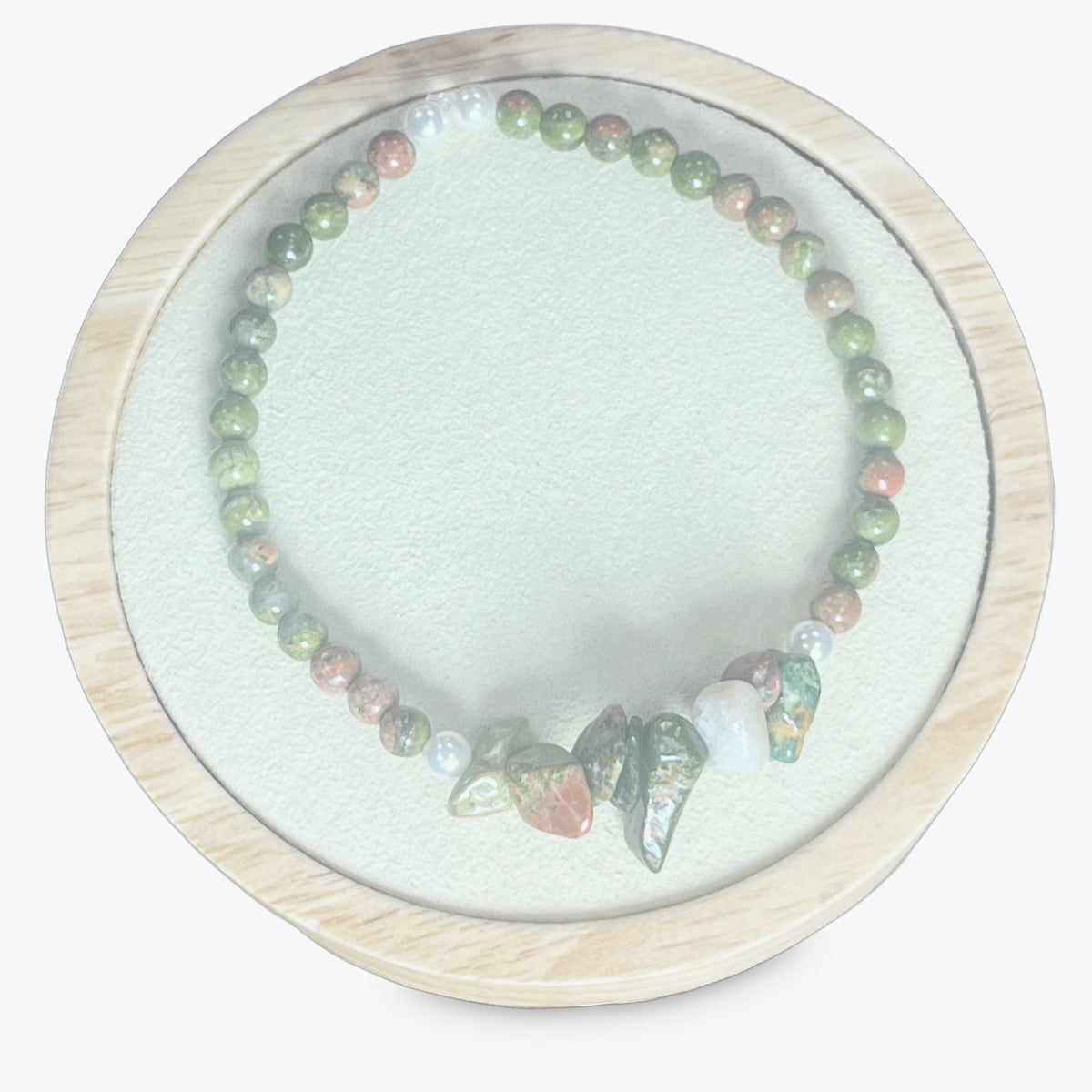 Bracelet En Unakite Et Perles