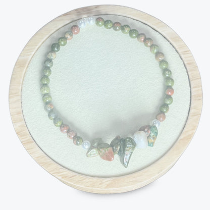 Bracelet En Unakite Et Perles