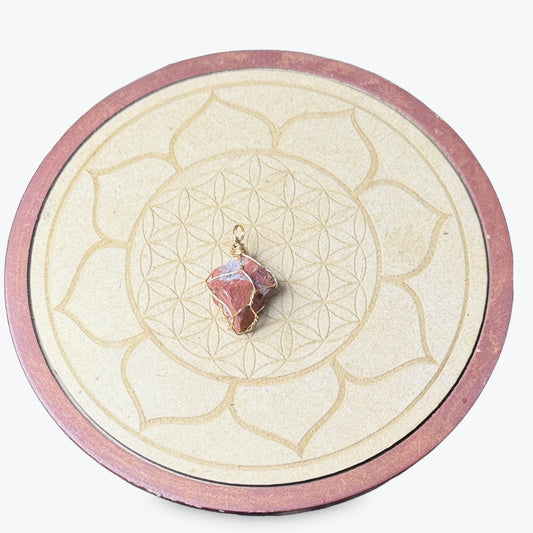 Pendentif  Brut En Jaspe Rouge