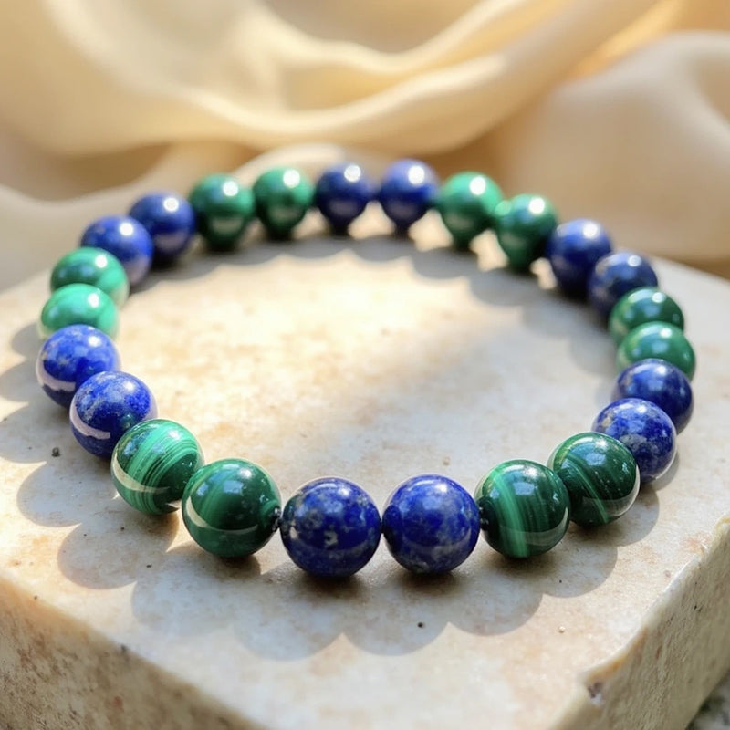Bracelet en Lapis Lazuli & Malachite — Sagesse et Vérité - Tatum Cristal