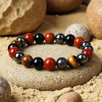 Bracelet Homme en Oeil de Tigre, Tourmaline, Jaspe Rouge & Hématite — Stabilité et Protection - Tatum Cristal