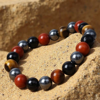 Bracelet Homme en Oeil de Tigre, Tourmaline, Jaspe Rouge & Hématite — Stabilité et Protection - Tatum Cristal